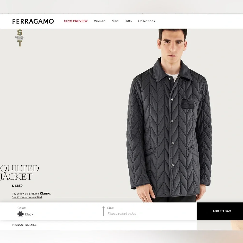 Ferragamo black quilted jacket S - Picture 8 of 16
